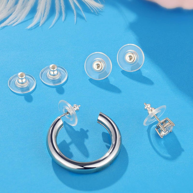 Formulen 6 PCS Big Earring Backs Replacements, 12mm/0.47 Inch Locking Earring Backs for Big Studs/Droopy Heavy Earrings, Hypoallergenic Clear Comfortable for Women & Men - Image 2